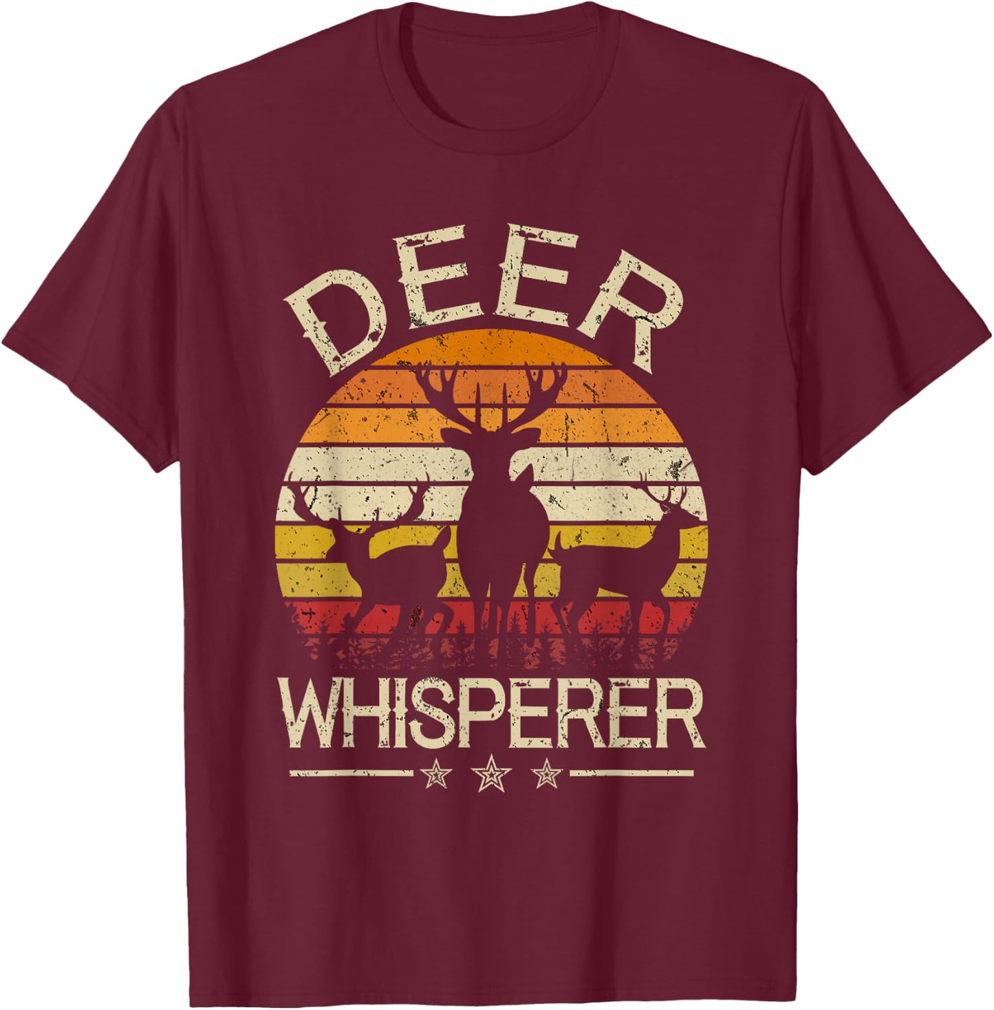 Retro "Deer Whisperer" Hunting | Deer Hunters Gift T-Shirt - T-Shirt | Maroon