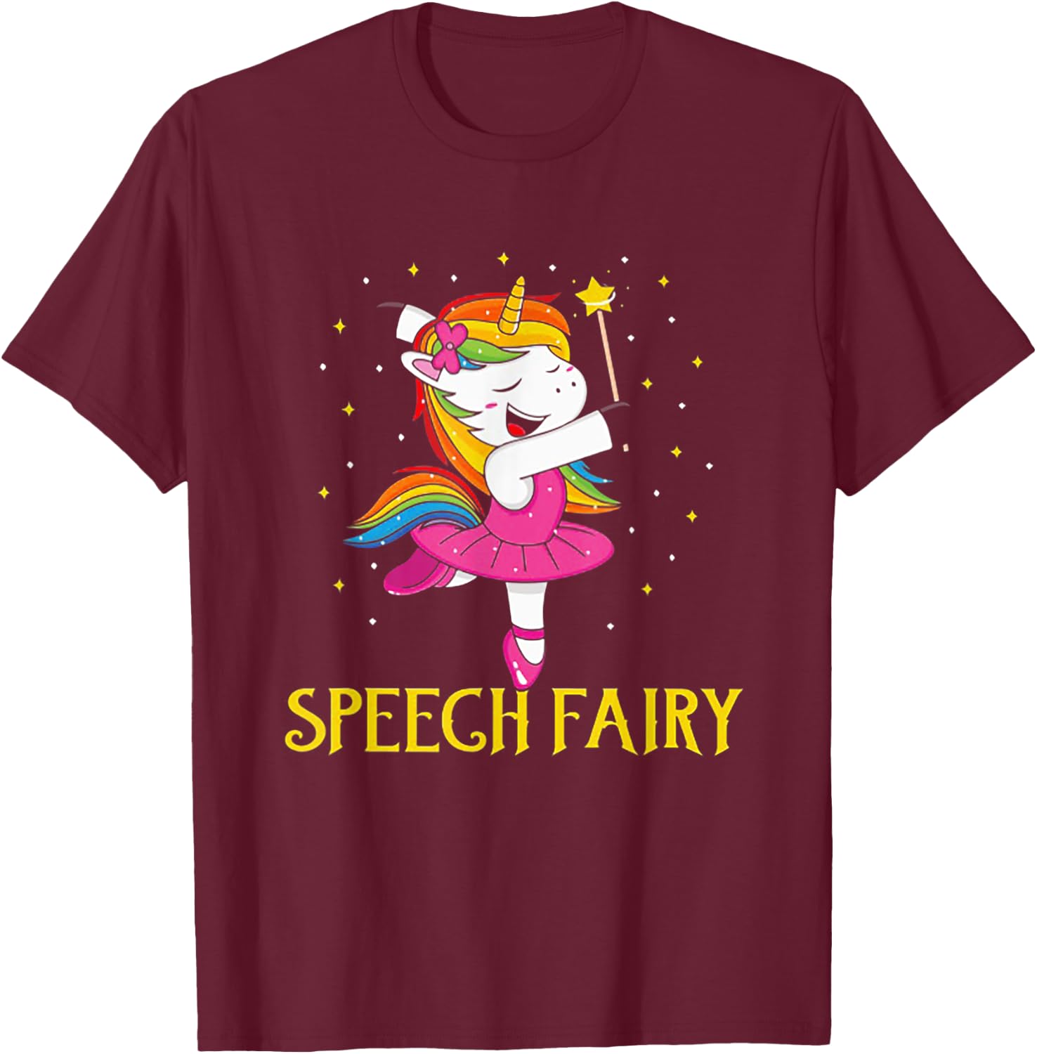 Speech Fairy Funny Unicorn T-Shirt - T-Shirt | Maroon