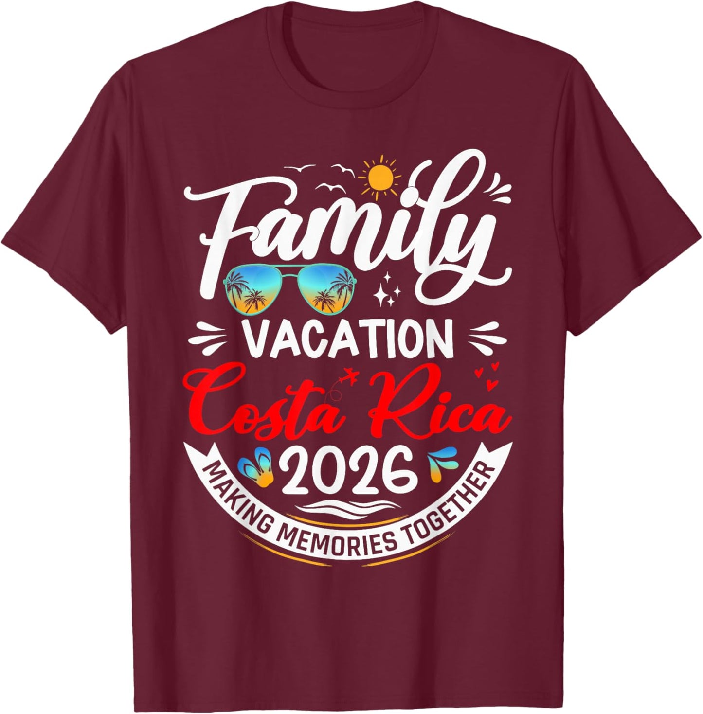 Family Vacation Costa Rica 2026 Matching Vacation 2026 T-Shirt - T-Shirt | Maroon