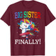 Big Sister Finally Unicorn Shirt - Unicorn Girl , Black, Small T-Shirt - T-Shirt | Maroon