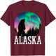 Alaska Nothern Lights Holiday View T-Shirt - T-Shirt | Maroon