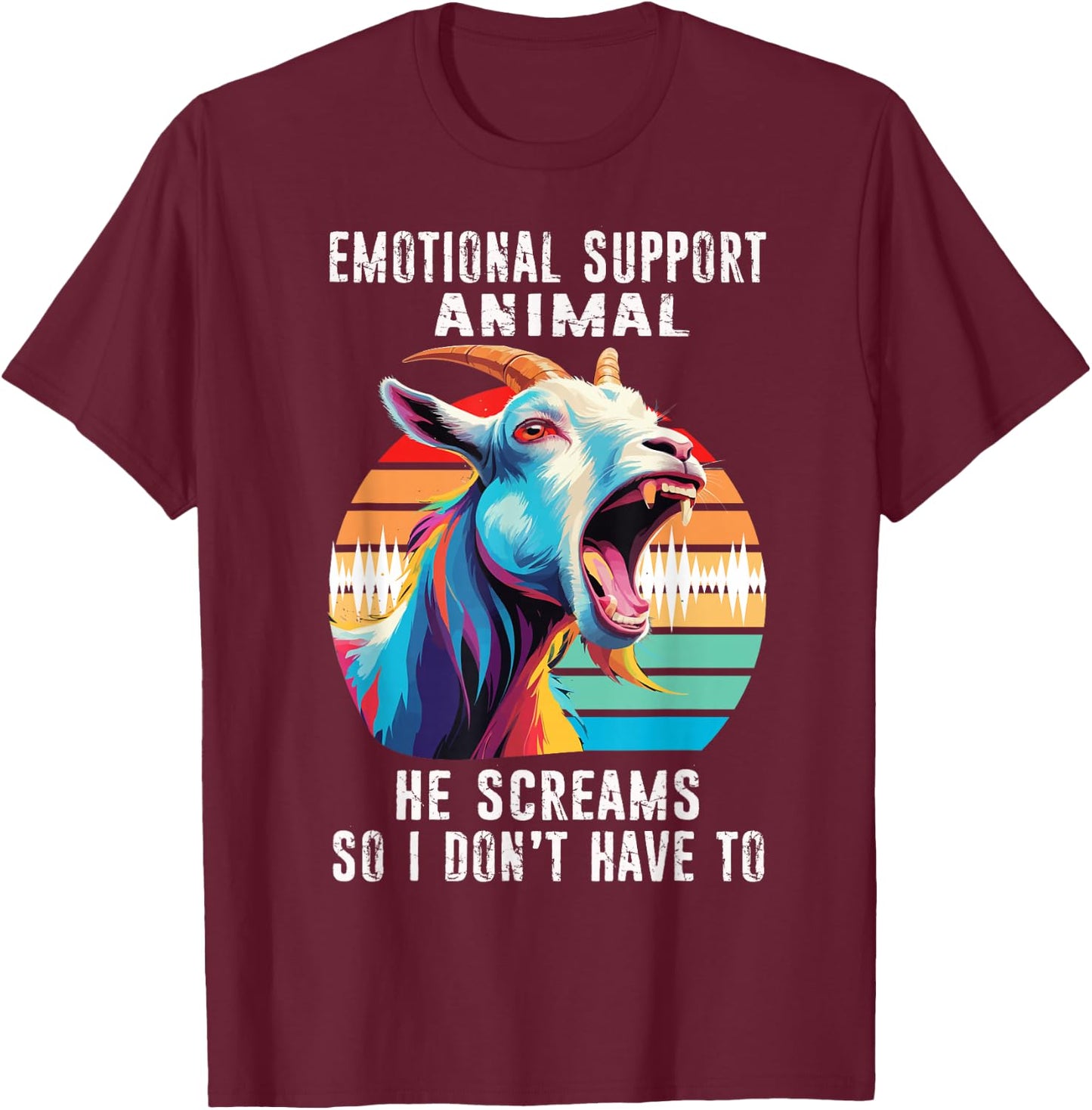 Goat Emotional Support Animal Goat Owner Raiser T-Shirt - T-Shirt | Maroon