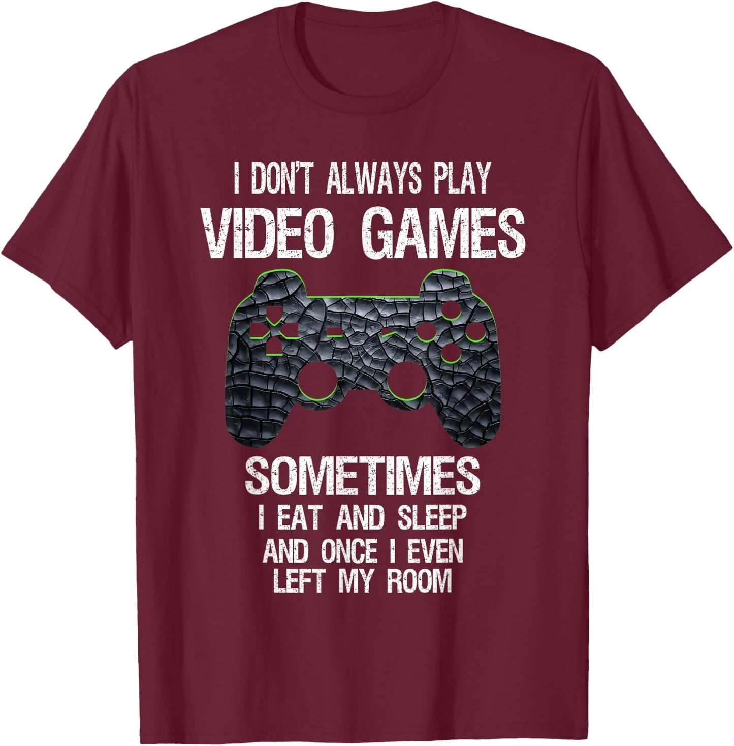 Funny Gamer Video Games Boys Teens - Classic Fit, Black, Cotton Blend T-Shirt - T-Shirt | Maroon