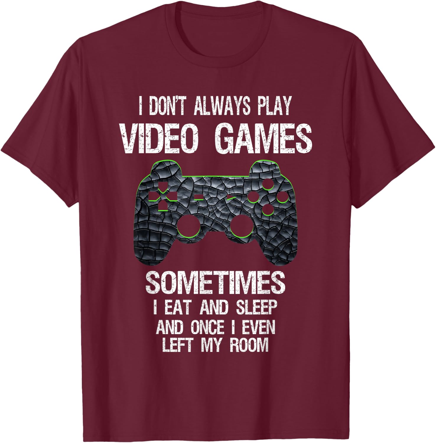 Funny Gamer Video Games Boys Teens - Classic Fit, Black, Cotton Blend T-Shirt - T-Shirt | Maroon