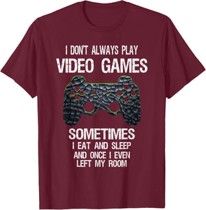 Funny Gamer Video Games Boys Teens - Classic Fit, Black, Cotton Blend T-Shirt - T-Shirt | Maroon