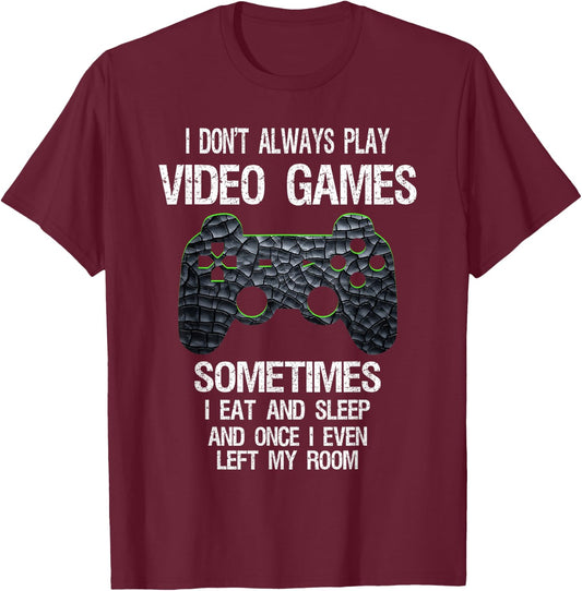 Funny Gamer Video Games Boys Teens - Classic Fit, Black, Cotton Blend T-Shirt - T-Shirt | Maroon