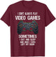 Funny Gamer Video Games Boys Teens - Classic Fit, Black, Cotton Blend T-Shirt - T-Shirt | Maroon