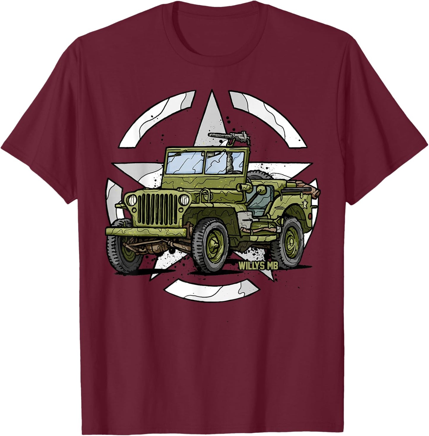 History 4x4 Army 2 World War U.S Army T-Shirt - T-Shirt | Maroon