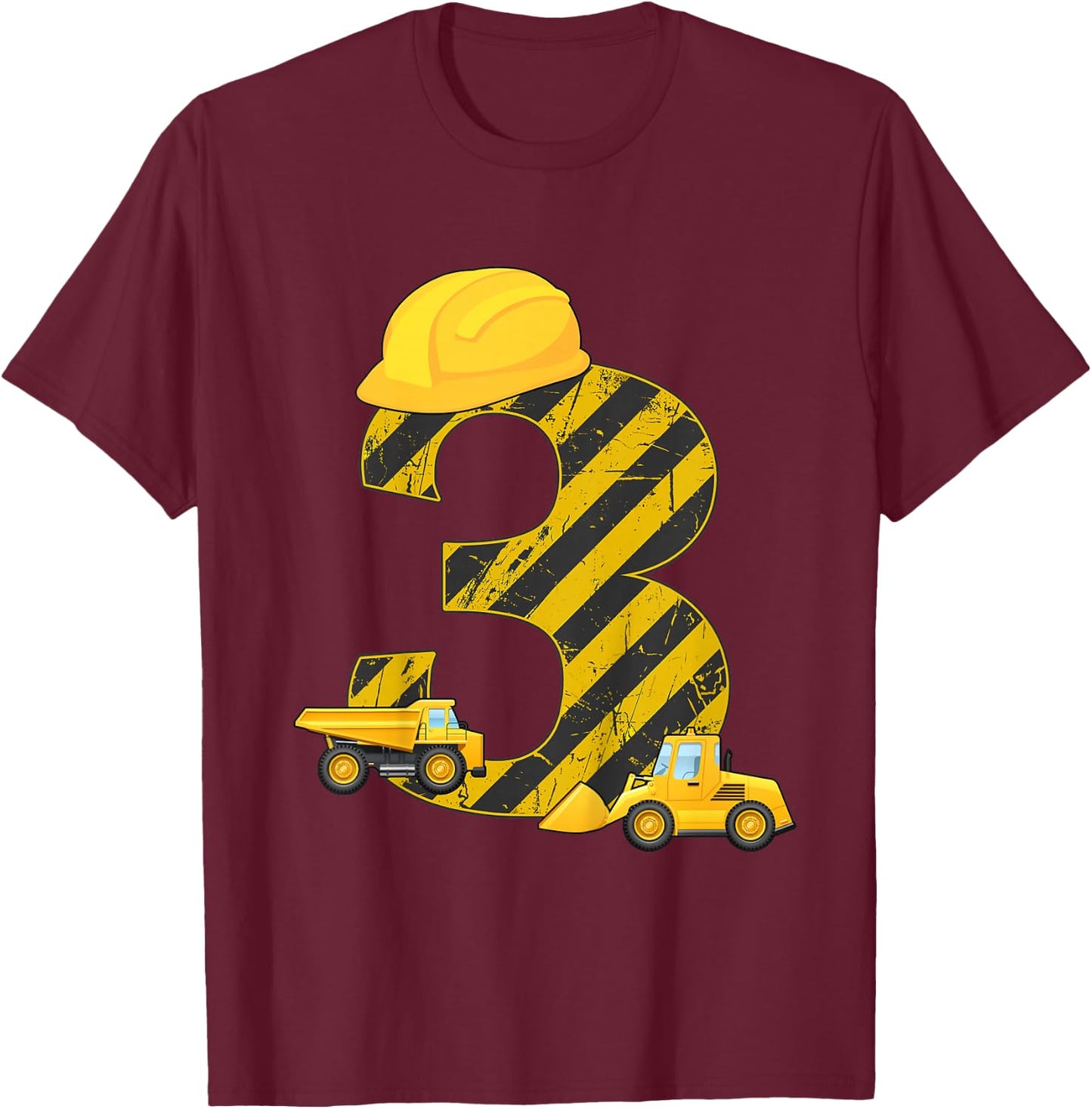 3rd Birthday Digger I 3 Years Builder Excavator Gift T-Shirt - T-Shirt | Maroon