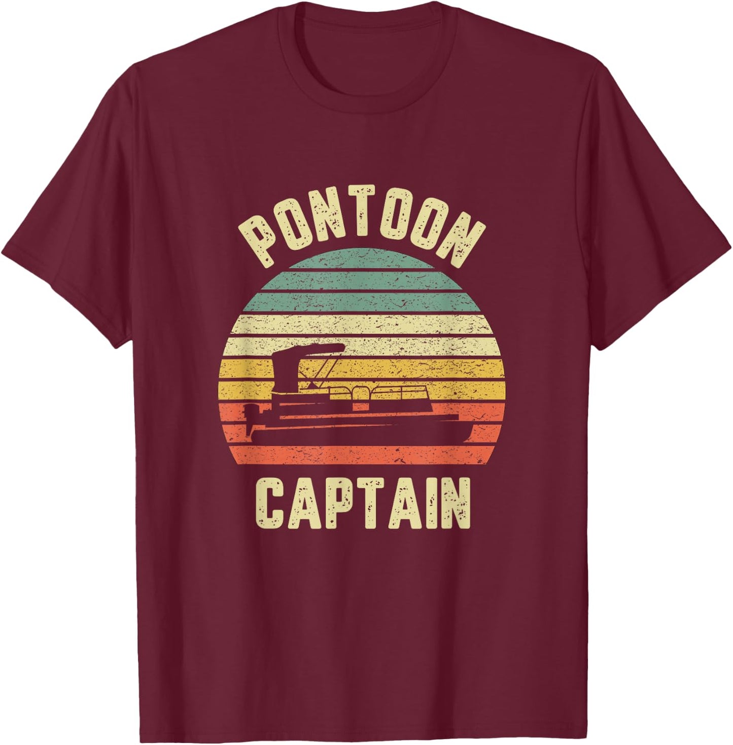 Vintage Pontoon Captain Shirt Funny Pontoon Boat T-Shirt - T-Shirt | Maroon
