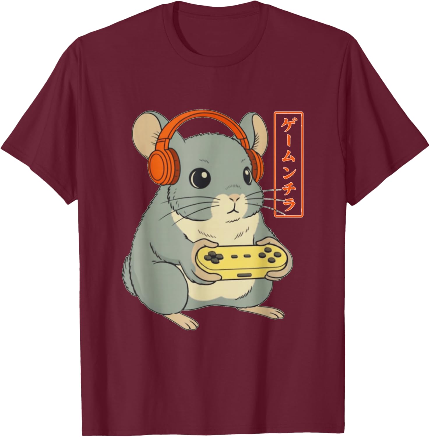 Chinchilla Japanese Gamer Art Men Women Boy Funny Gaming T-Shirt - T-Shirt | Maroon
