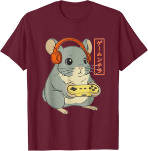 Chinchilla Japanese Gamer Art Men Women Boy Funny Gaming T-Shirt - T-Shirt | Maroon