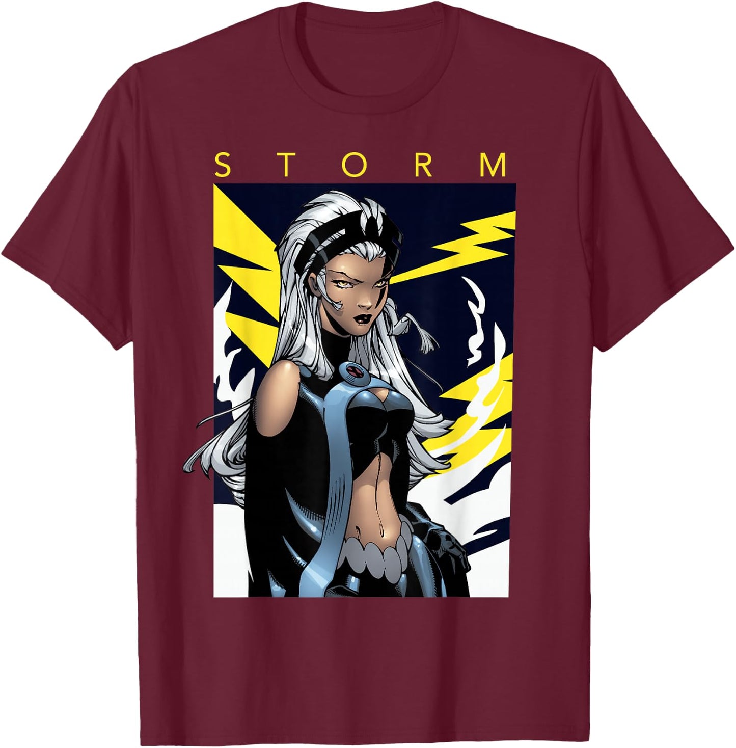 Marvel X-Men Storm Boltage Voltage Poster Graphic T-Shirt - T-Shirt | Maroon