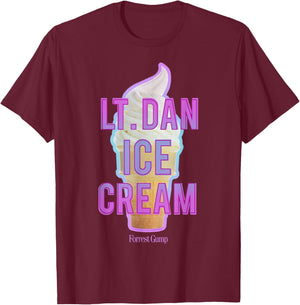 Forrest Gump Lt. Dan Ice Cream Logo T-Shirt - T-Shirt | Maroon