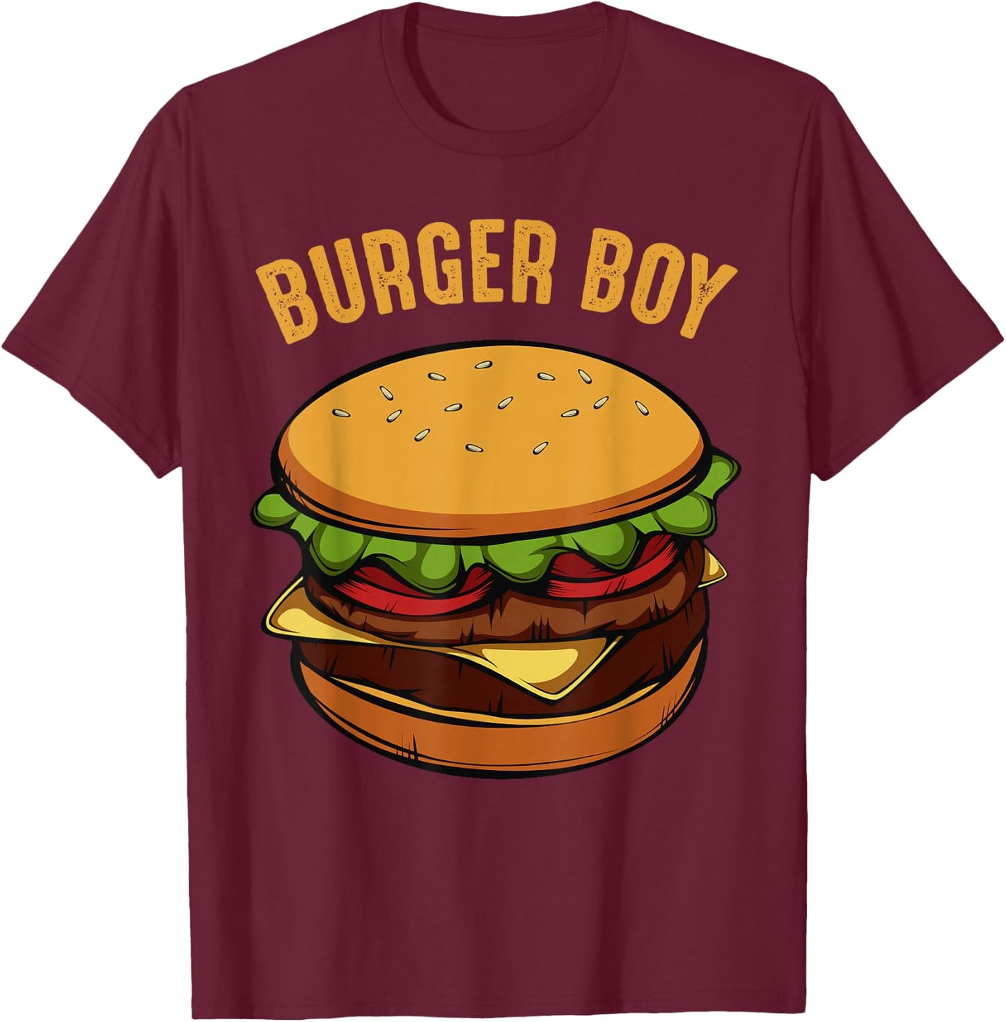 Hamburger Cheeseburger Burger Boy Funny Fast Food Lover T-Shirt - T-Shirt | Maroon