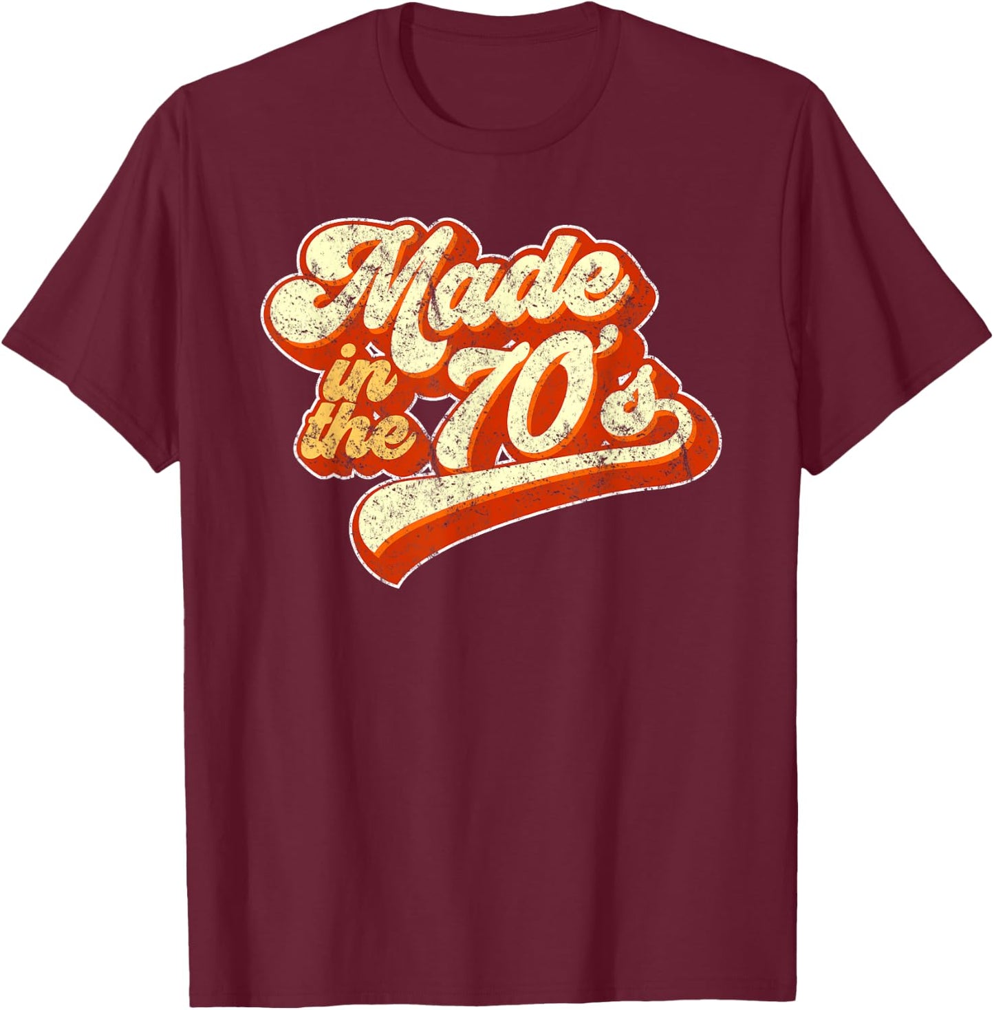 Made in the 70s Graphic Distressed T-Shirt - T-Shirt | Maroon