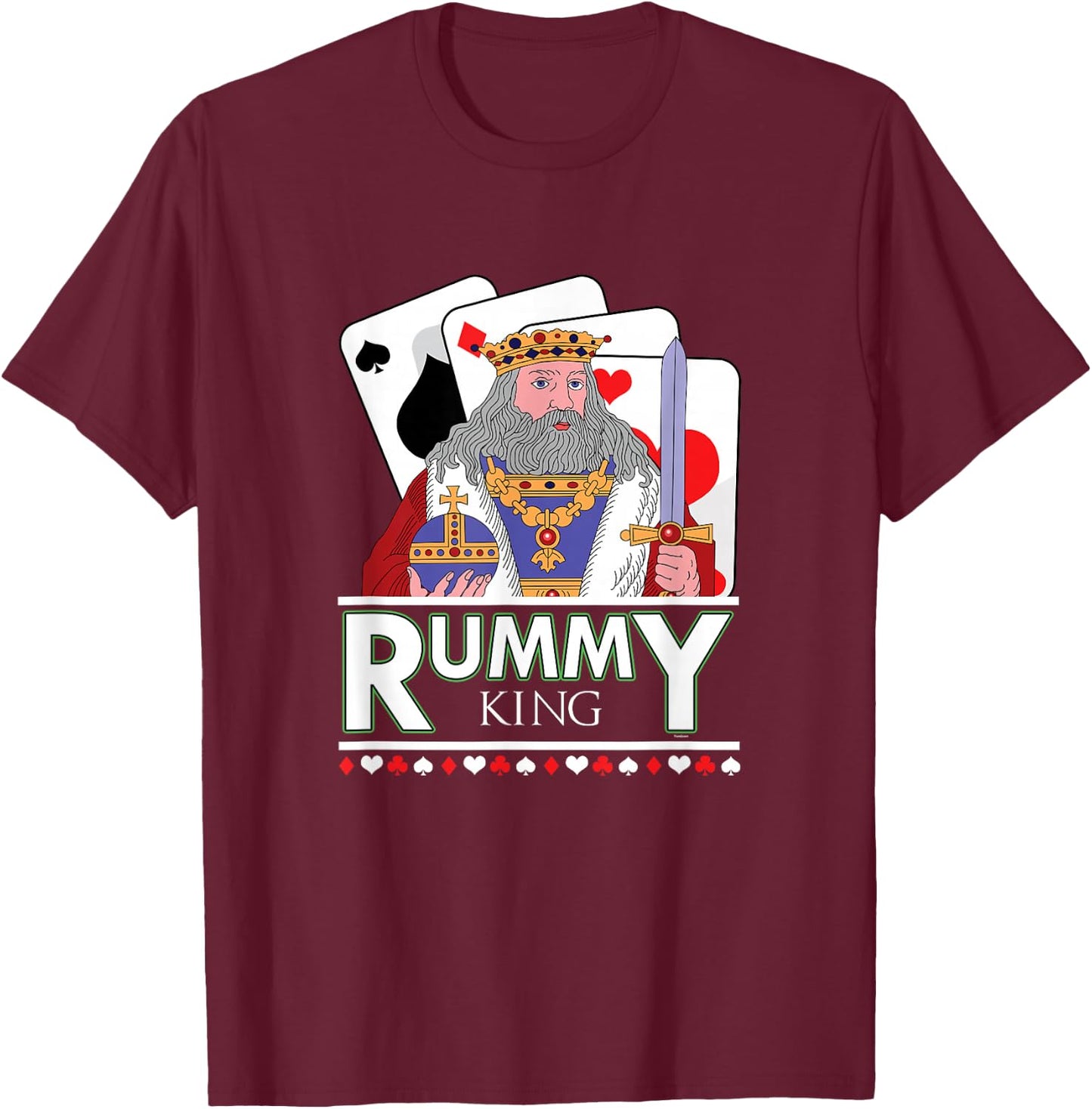 Gin Rummy King Card Game Playing Card Dice Poker Gift T-Shirt - T-Shirt | Maroon