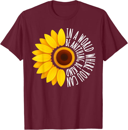 Sunflower Be Kind Unity Day Anti Bullying Orange Boy Girl T-Shirt - T-Shirt | Maroon
