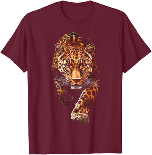 Leopard Animal Graphic Illustration Leopard T-Shirt - T-Shirt | Maroon