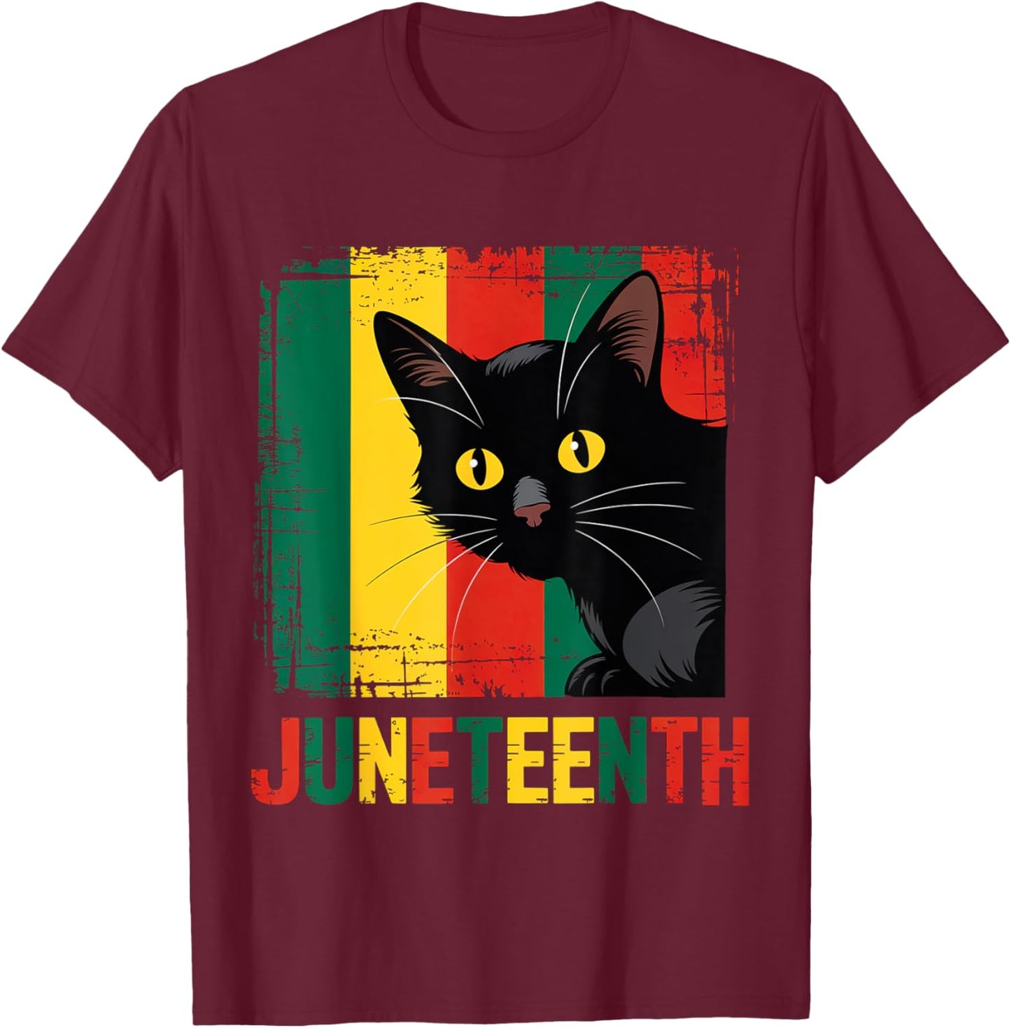 Juneteenth Cat Lovers Celebrating Black Freedom Day 1865 T-Shirt - T-Shirt | Maroon