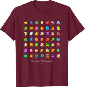 Monster Hunter Puzzles: Felyne Isles Pieces T-Shirt - T-Shirt | Maroon