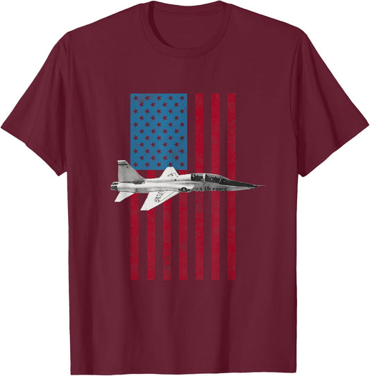 T-38 Talon USA American Flag - Military T-Shirt - T-Shirt | Maroon