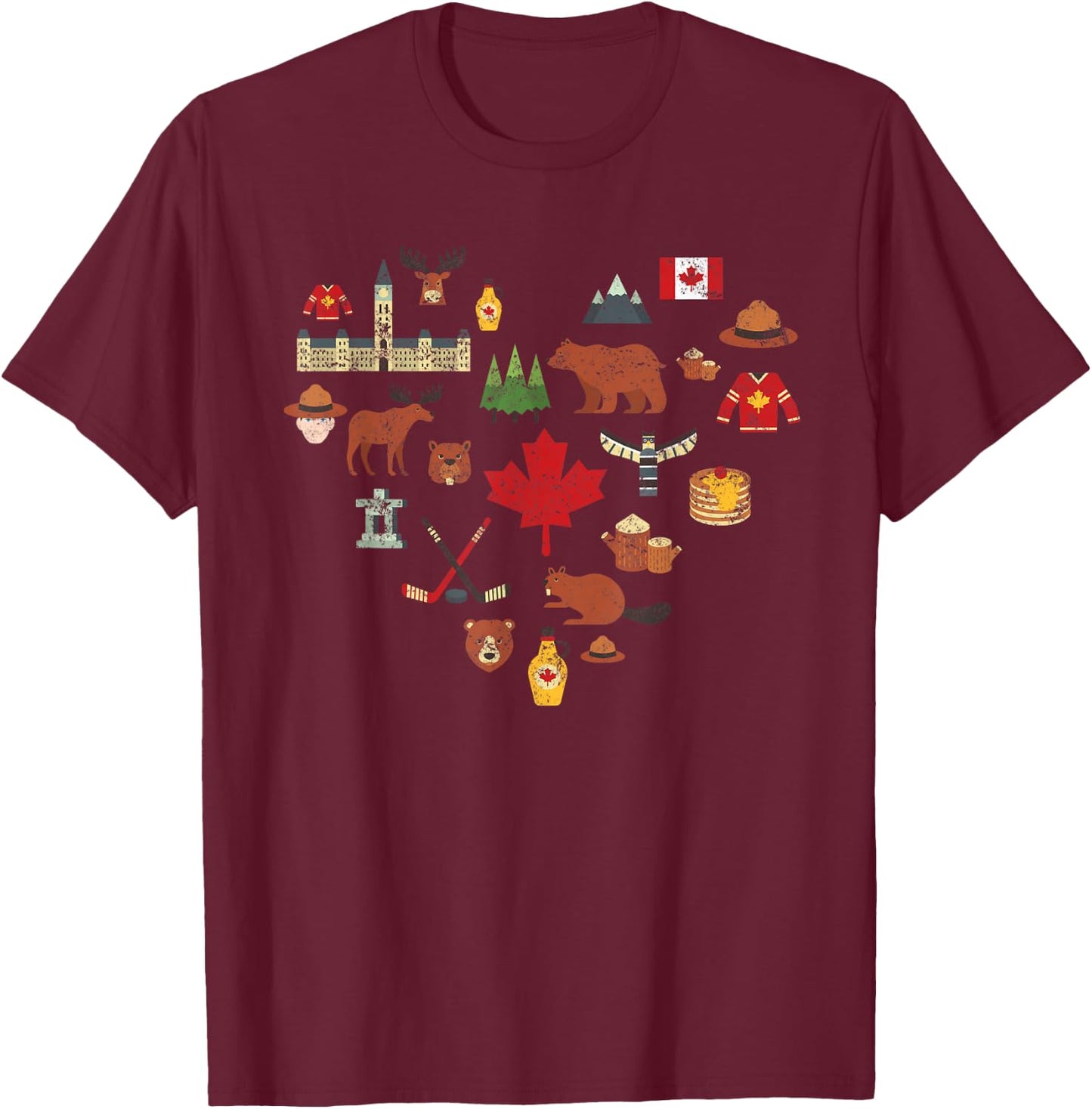 Canadian Vintage Symbols Canada Flag Maple Leaf RCMP T-Shirt - T-Shirt | Maroon