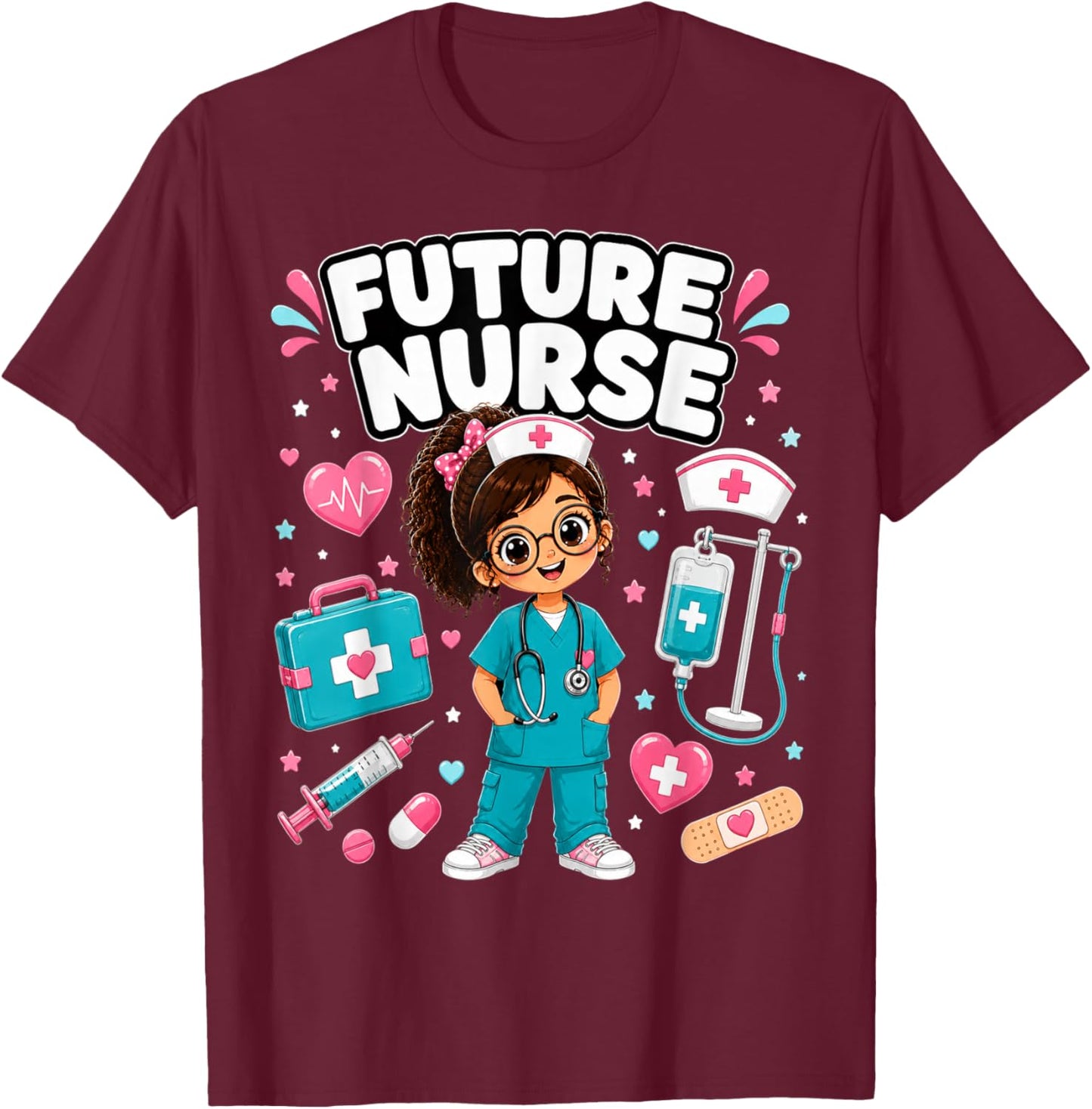 Future Nurse Cute Girl Medical Career Gifts for Girls Kids T-Shirt - T-Shirt | Maroon