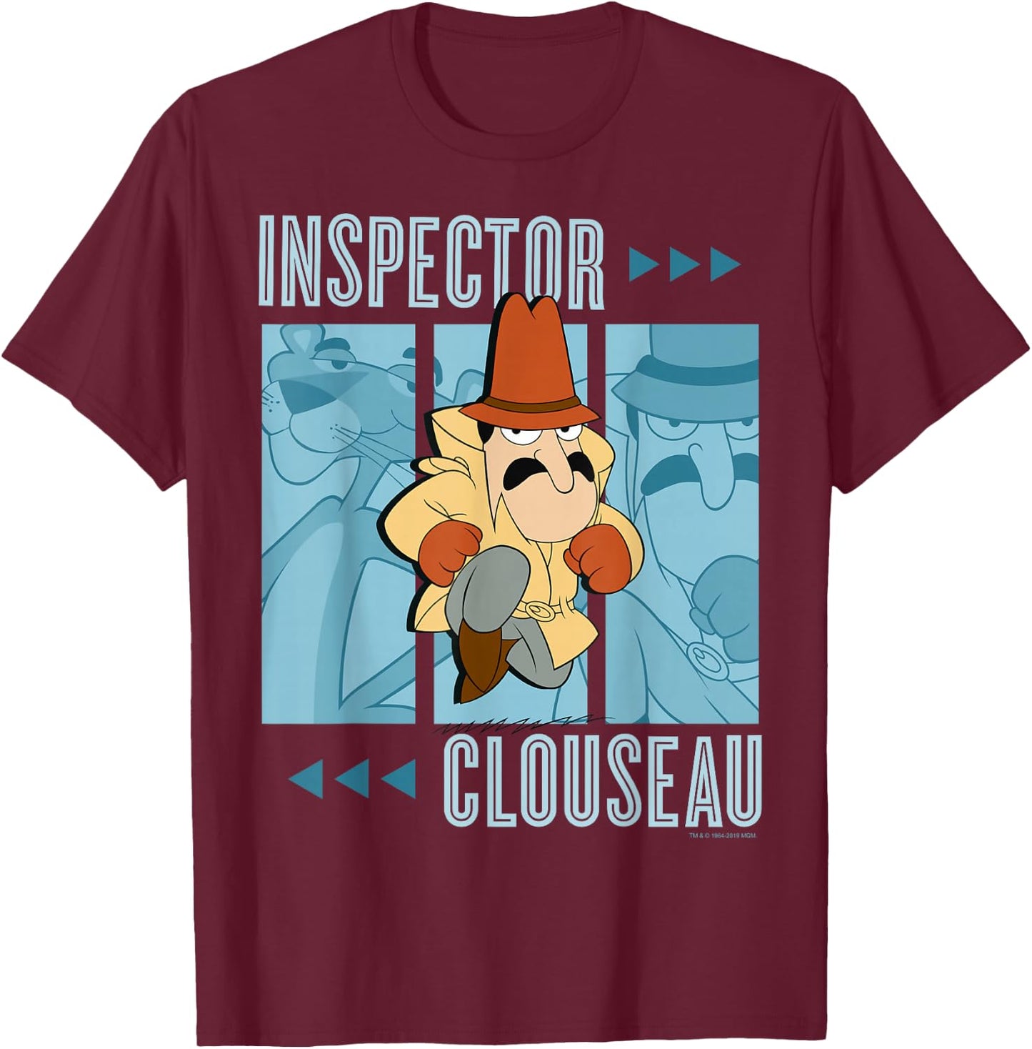 Pink Panther Inspector Clouseau Trio Panels T-Shirt - T-Shirt | Maroon
