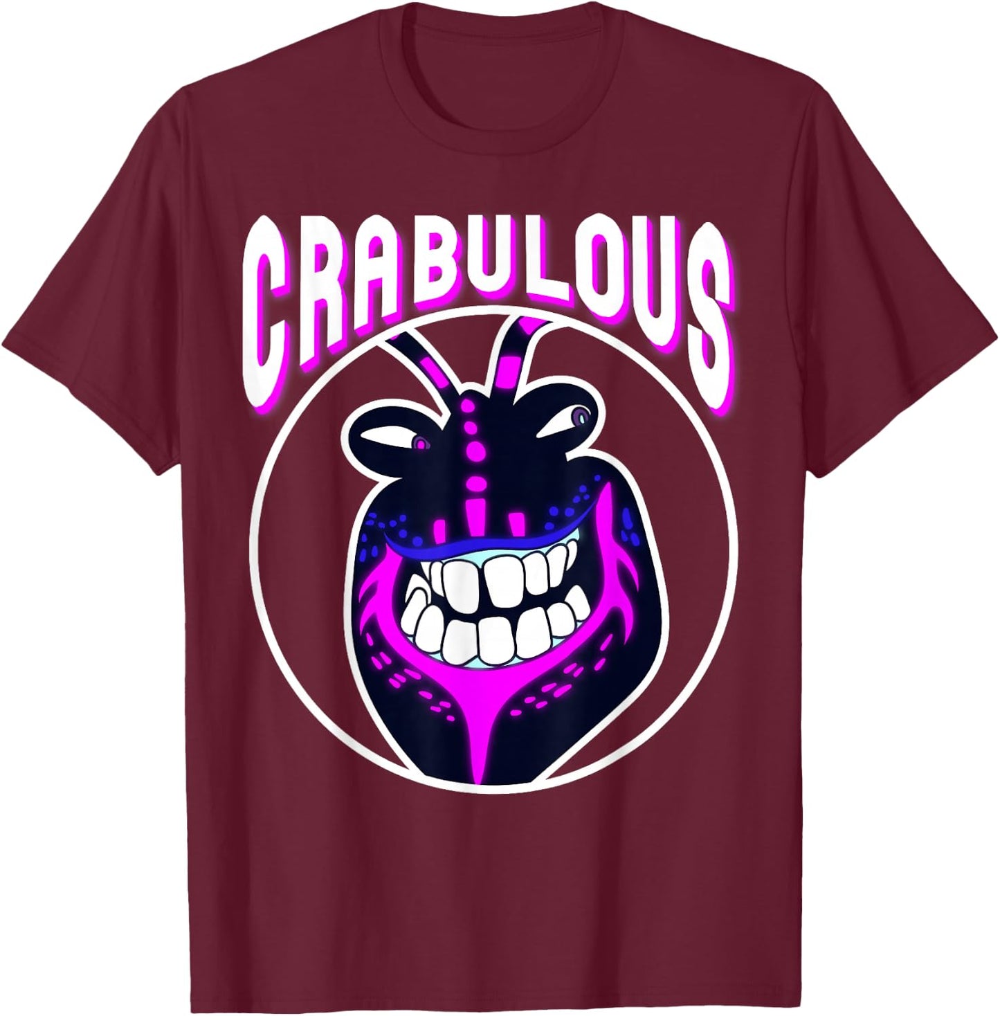 Disney Moana Tamatoa Crabulous Neon Face Circle Portrait Small T-Shirt - T-Shirt | Maroon