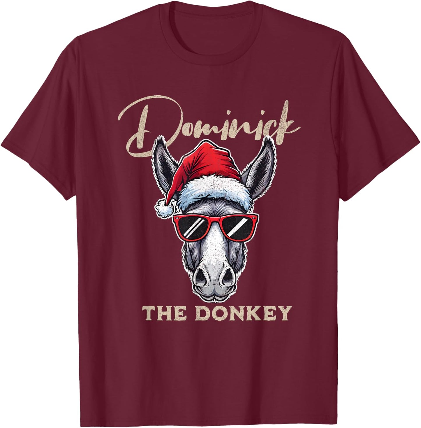 Dominick the Donkey Christmas Funny T-Shirt - T-Shirt | Maroon