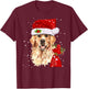 Golden Retriever T Shirt Dog Christmas Light Holiday Party Women Kids T-Shirt - T-Shirt | Maroon