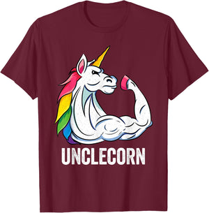 Cute Unicorn Uncle Girl Birthday Party Apparel UncleCorn T-Shirt - T-Shirt | Maroon