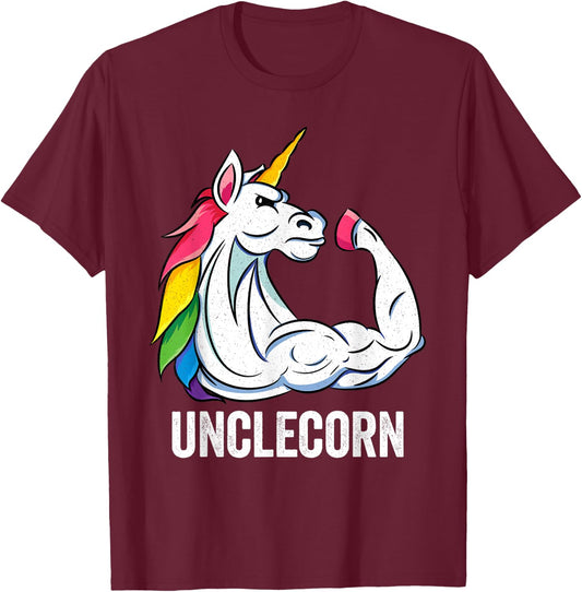 Cute Unicorn Uncle Girl Birthday Party Apparel UncleCorn T-Shirt - T-Shirt | Maroon