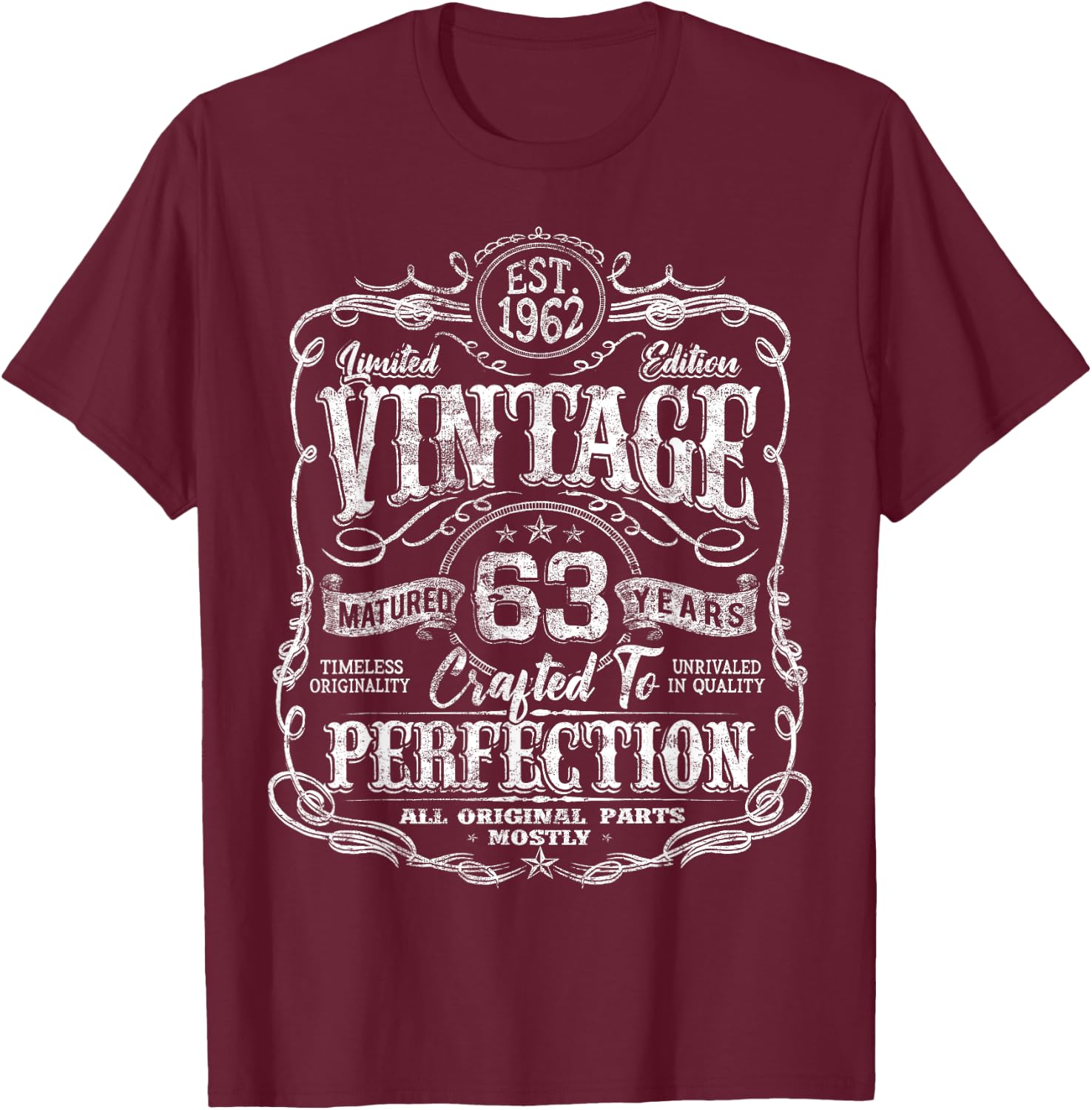 Vintage 1962 Limited Edition Shirt 63 year old 63rd Birthday T-Shirt - T-Shirt | Maroon