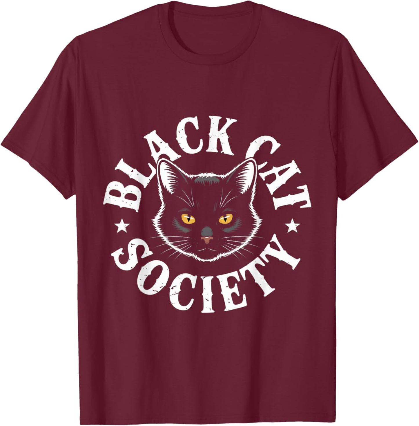 Black Cat Society Halloween Witch Cat Lovers T-Shirt - T-Shirt | Maroon