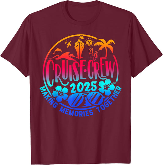 Cruise Crew 2025 Family Friends Vacation Matching Group Trip T-Shirt - T-Shirt | Maroon