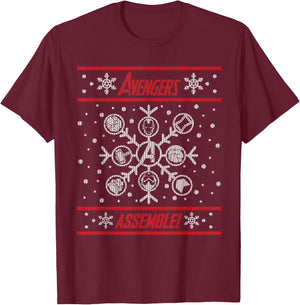Marvel Avengers Assemble Holiday Sweater T-Shirt - T-Shirt | Maroon