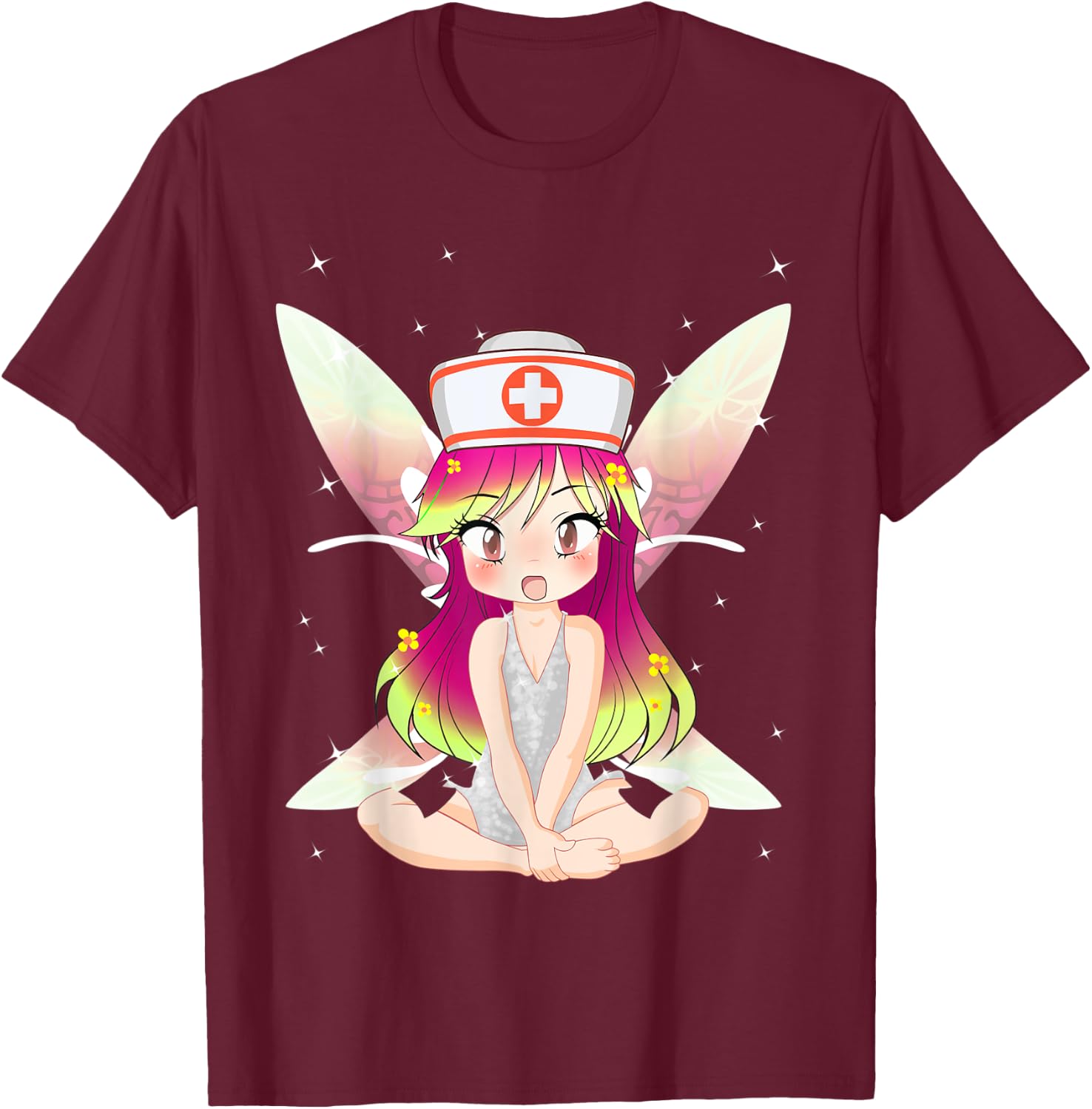 Anime Pixie Fairy Nurse Appreciation International Nurse Day T-Shirt - T-Shirt | Maroon