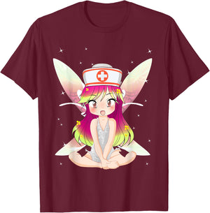 Anime Pixie Fairy Nurse Appreciation International Nurse Day T-Shirt - T-Shirt | Maroon