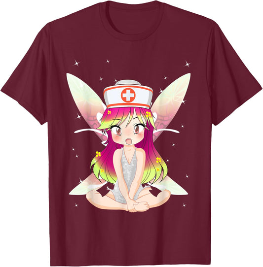 Anime Pixie Fairy Nurse Appreciation International Nurse Day T-Shirt - T-Shirt | Maroon