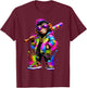 Monkey Baseball Drip Funny Animal Party Sport Cool Graphic T-Shirt - T-Shirt | Maroon