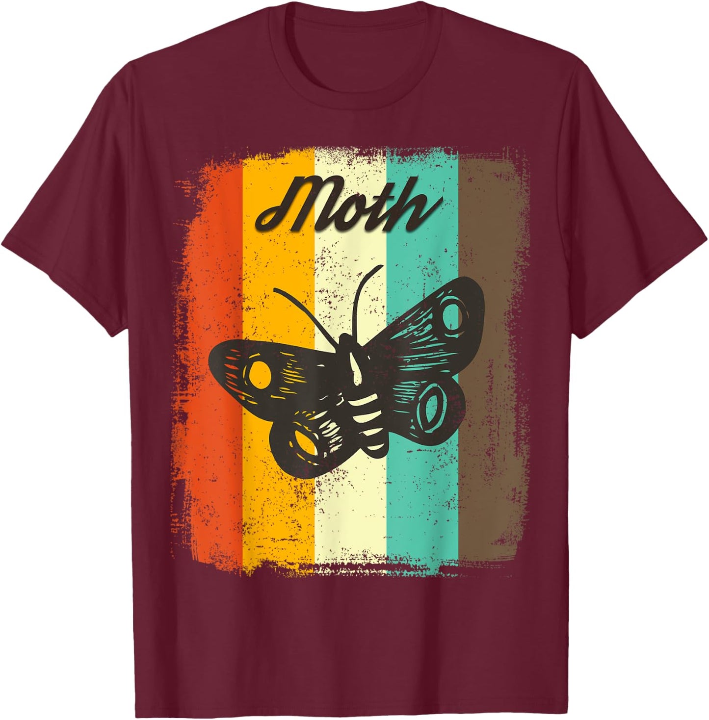 Moth Retro 70s Vintage Insect Lover Art T-Shirt - T-Shirt | Maroon
