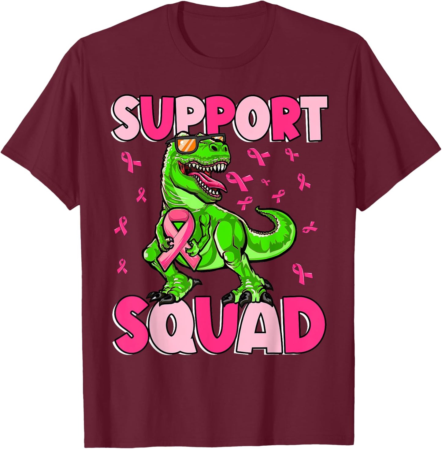 Breast Cancer Youths Toddlers, T-Rex Breast Cancer Boys Kids T-Shirt - T-Shirt | Maroon