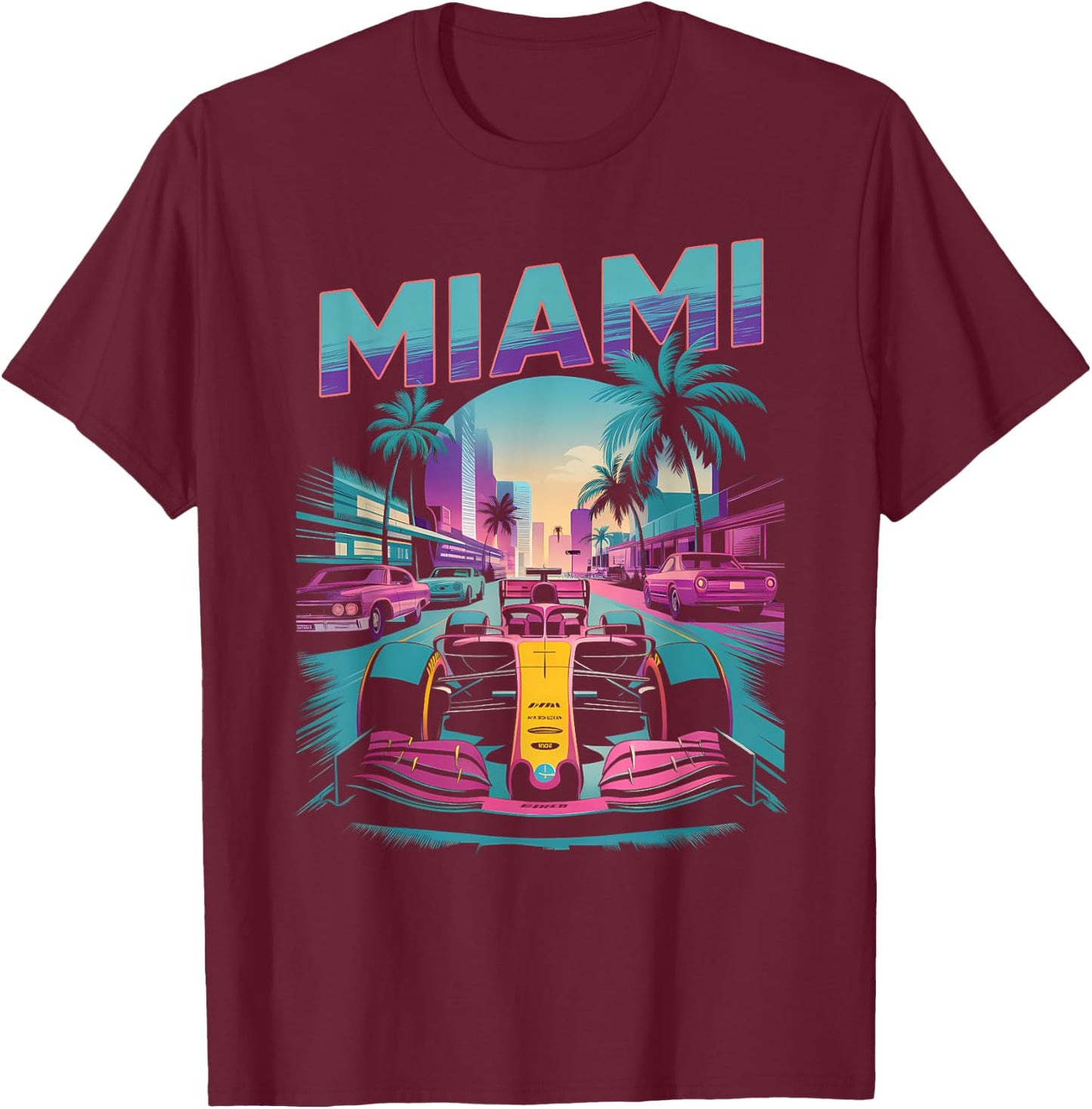 Miami Racing Gifts Men Women Race Car Racer Driver T-Shirt - T-Shirt | Maroon