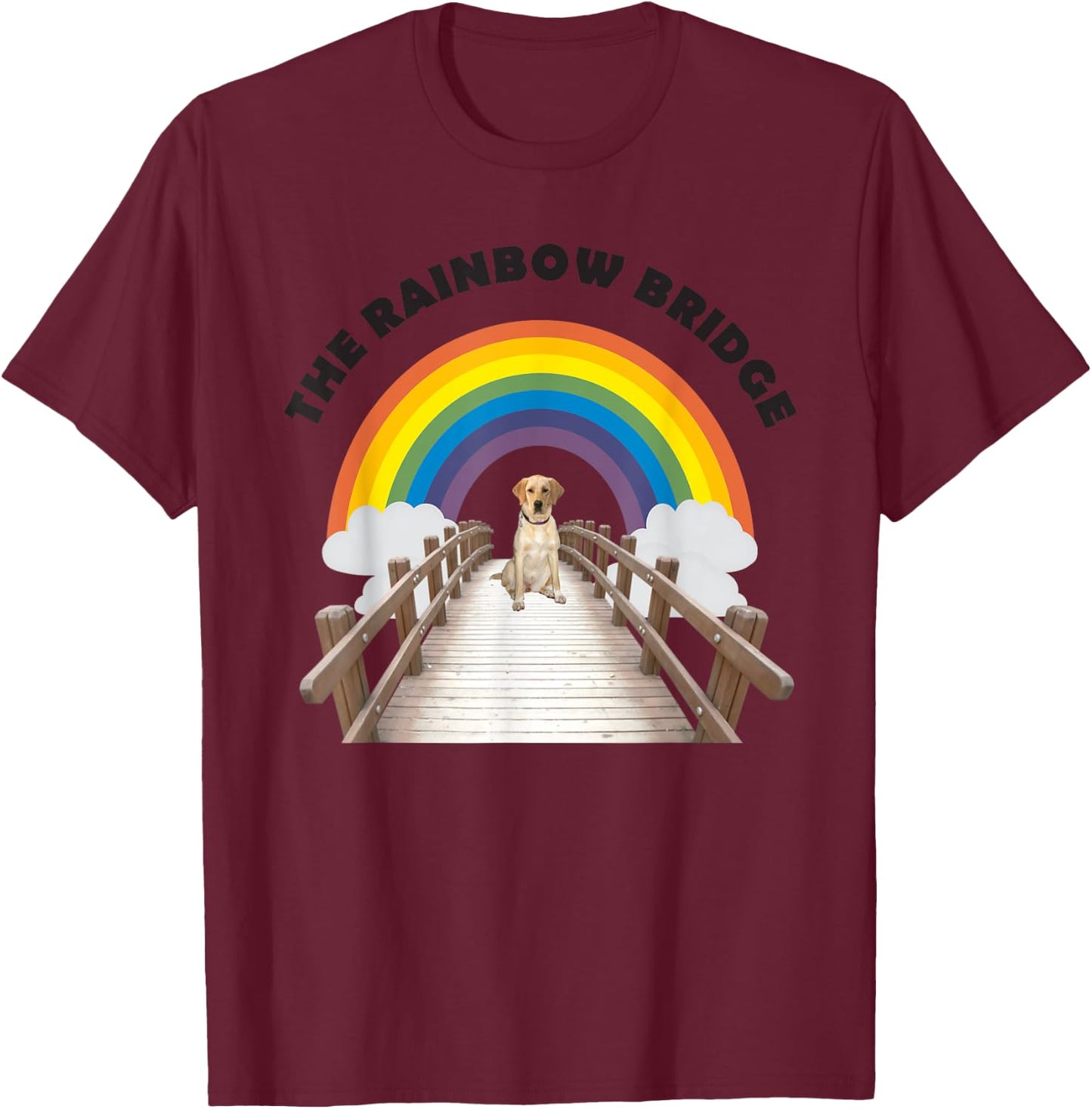 The Rainbow Bridge Yellow Labrador Retriever T-Shirt - T-Shirt | Maroon