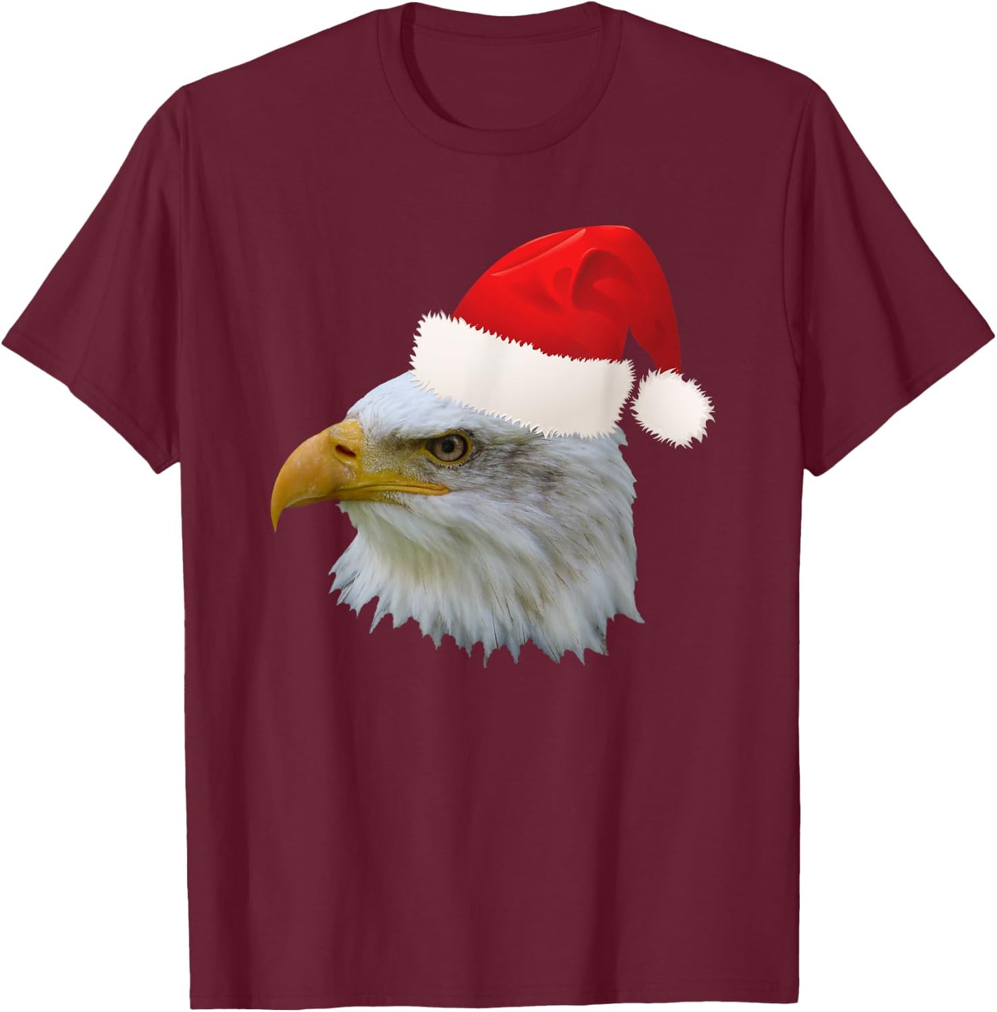 Funny Christmas Santa Hat American Bald Eagle T-Shirt - T-Shirt | Maroon