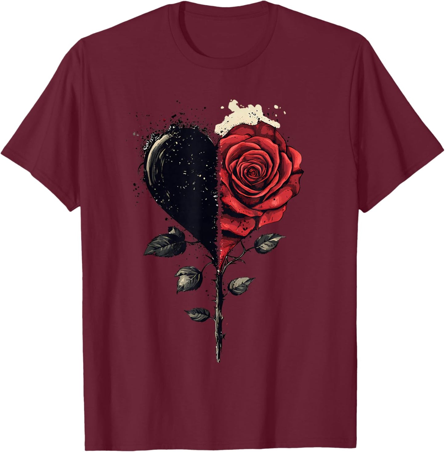 Red Rose Heart Flower Botanist Garden Gardening Flower Rose T-Shirt - T-Shirt | Maroon