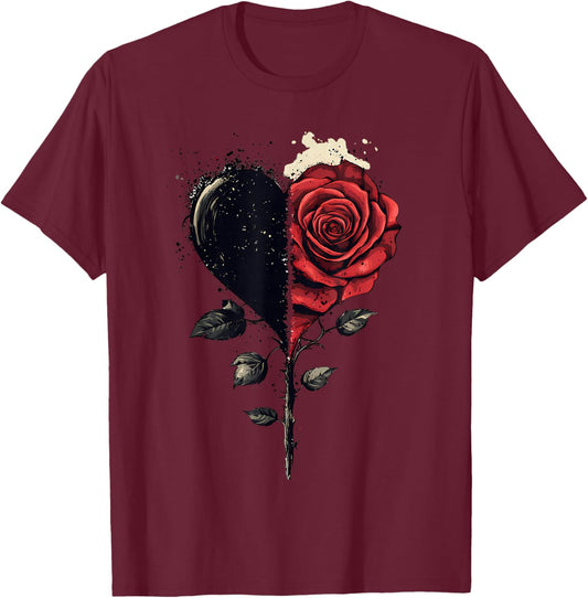 Red Rose Heart Flower Botanist Garden Gardening Flower Rose T-Shirt - T-Shirt | Maroon