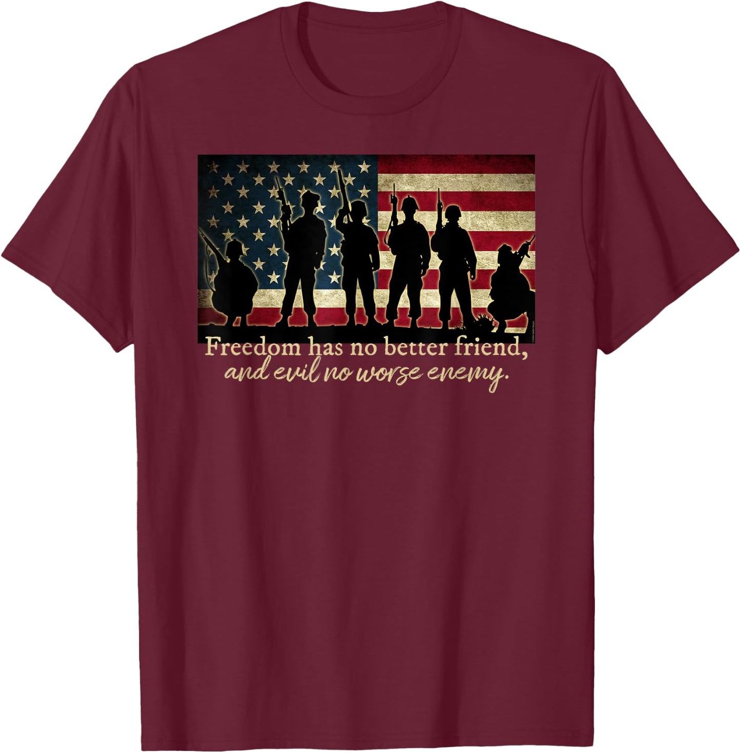 Patriotic Soldier Special Forces and Veterans American Flag Women Girls Kids Men T-Shirt - T-Shirt | Maroon